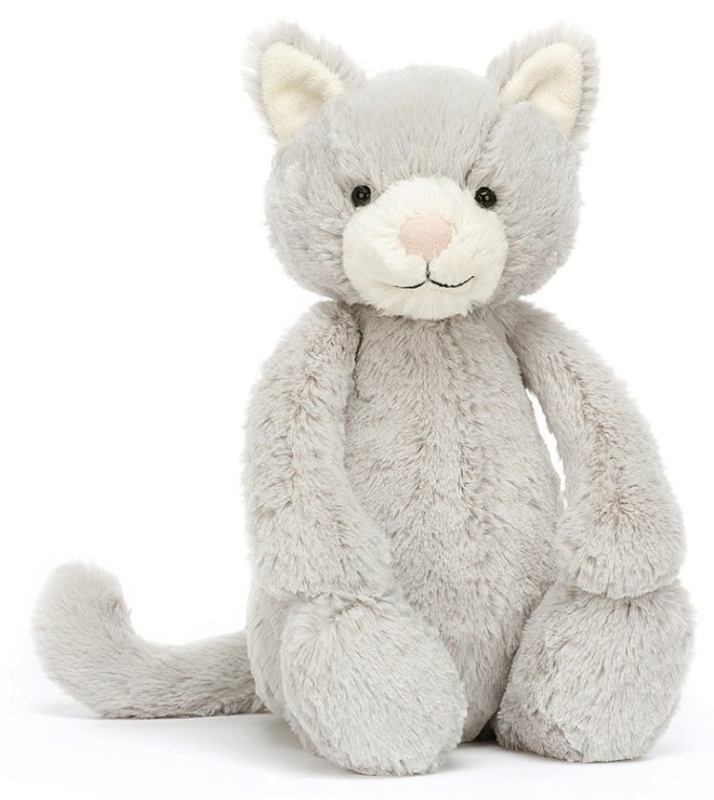 Jellycat Peluche chat gris bashful 31 cm Livraison Gratuite 24 48h