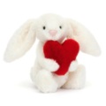 Jellycat Peluche Lapin Blanc Bashful Coeur Rouge Small