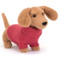 Jellycat Peluche Chien Teckel Pull Rose