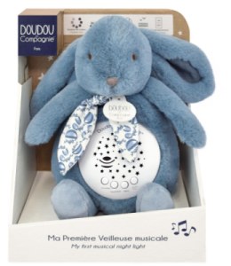 Peluche Veilleuse Musicale Lapin Bleu Lapin Doudou