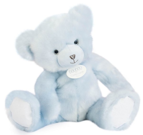 Doudou et Compagnie Peluche Ours Collection Bleu Glacé - 37 cm