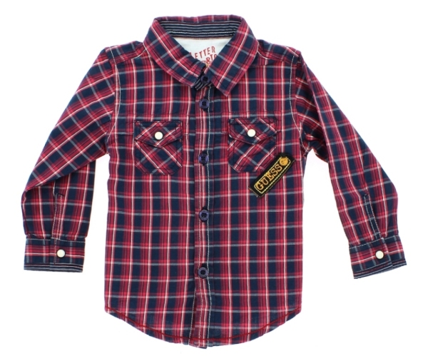 Guess Enfant Chemise à Carreaux Rouge et Bleue