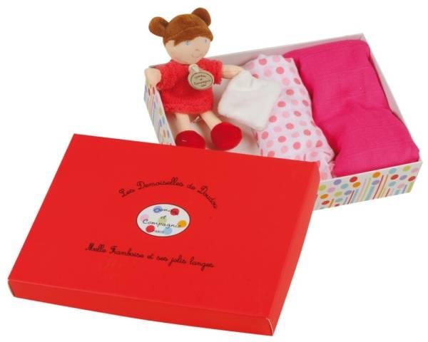 Doudou et Compagnie Coffret Langes Et Poupée Framboise