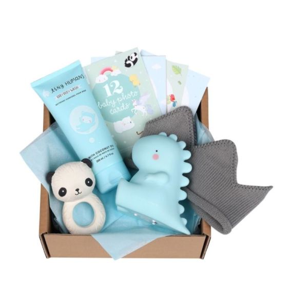 Coffret veilleuse bébé garçon vert avec doudou