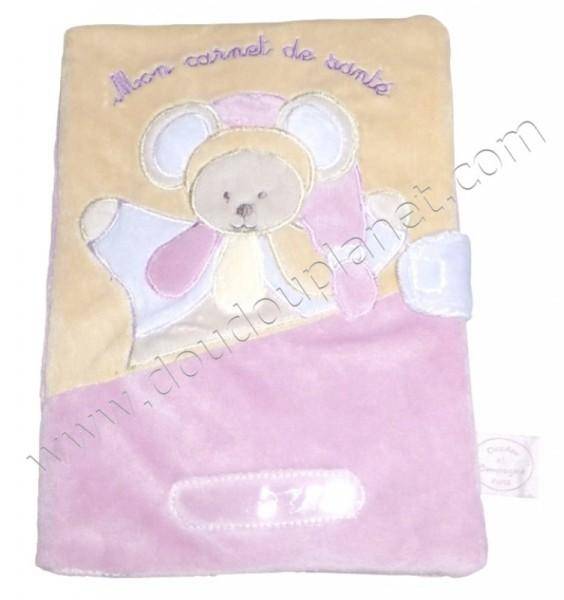 Doudou et Compagnie Protège Carnet de Santé Souris Rose Poudré Collector