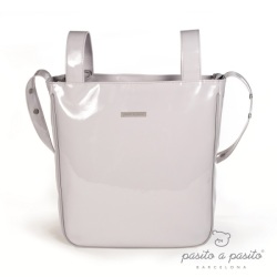 Sac à Langer Simili-cuir Tweed Baby Vernis Gris